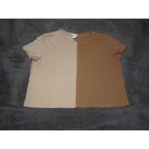 Rue21 Shirt Juniors Large Brown Beige Colorblock Short Sleeve Crop Tee Top
